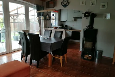 Fhaus Wattläufer, Sauna, Kaminofen