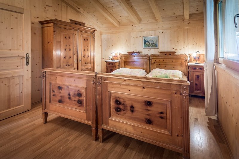 Swiss pine bedroom upper floor