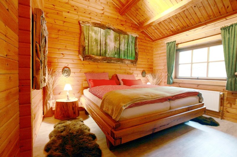 Berghütten-Schlafzimmer: Liegefläche 200 x 200 cm
