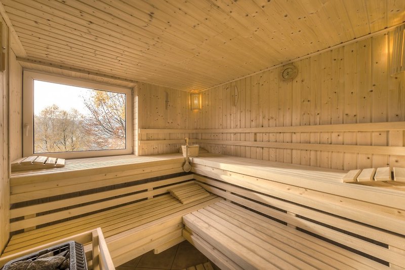 Sauna met uitzicht op de verte
