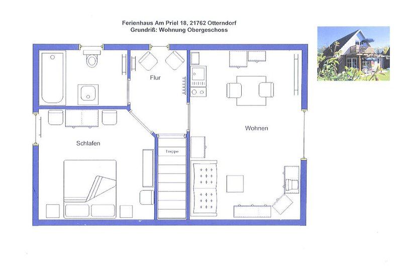 2 rooms + tub bathroom on the upper floor. Balcony: Just go out the door to the right ...