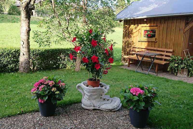 Sitzplatz am Gartenhaus