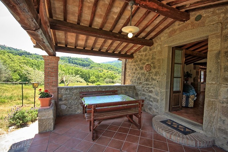 Podere Le Bandite -Toskana-Landhaus mit Privat-Pool - Porticato beim Eingang