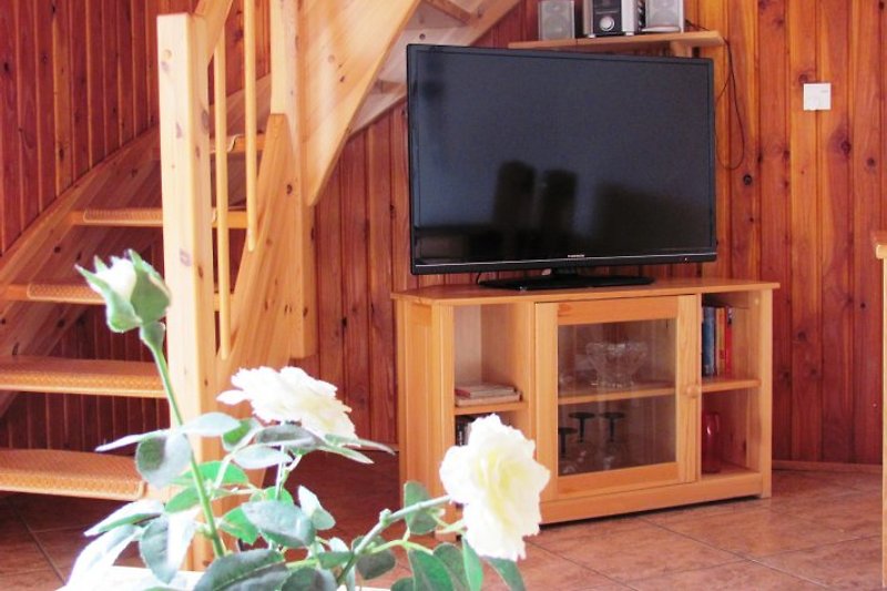 Those who do not want to miss their favorite series even on vacation will find a large flat-screen TV.