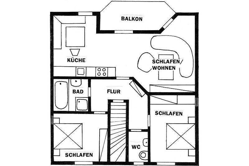 Apartamento con balcón para hasta 6 personas