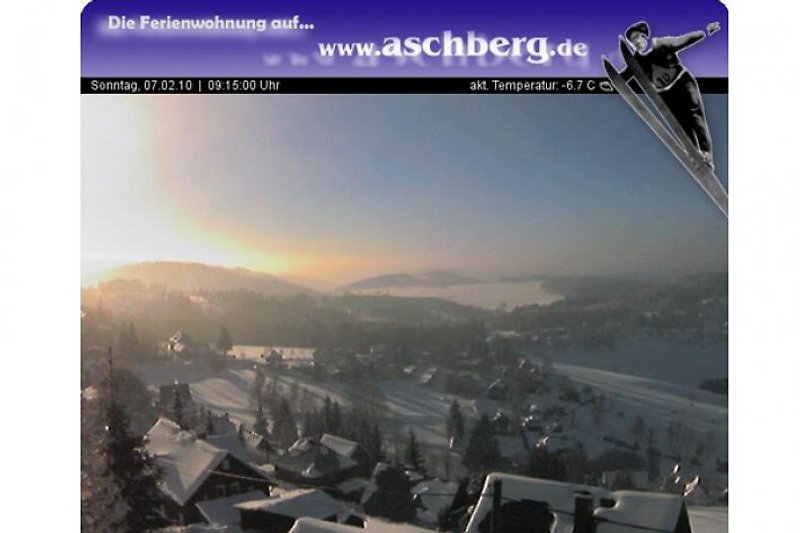Bild unserer Webcam mit Blick zum Skizentrum am Bleiberg
