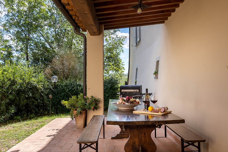 This terrace can be reached from the large kitchen on the ground floor