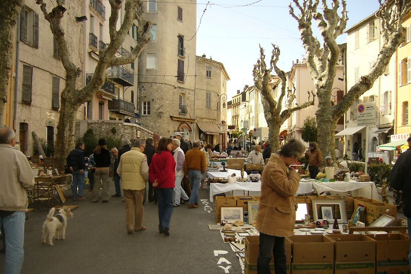 Antique market in winter at the feet of our quarter