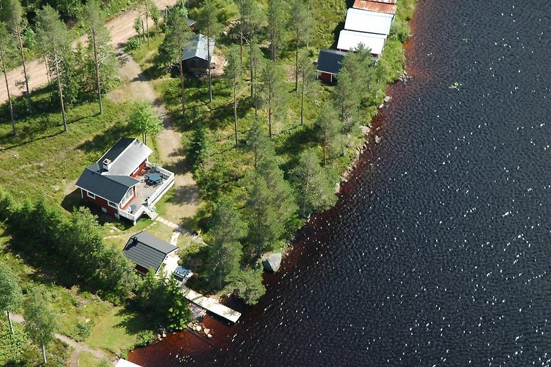 Air view of the lakeside property.
