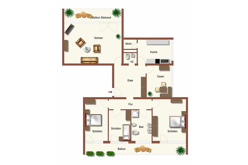 Plan d'étage de l'appartement Anemone