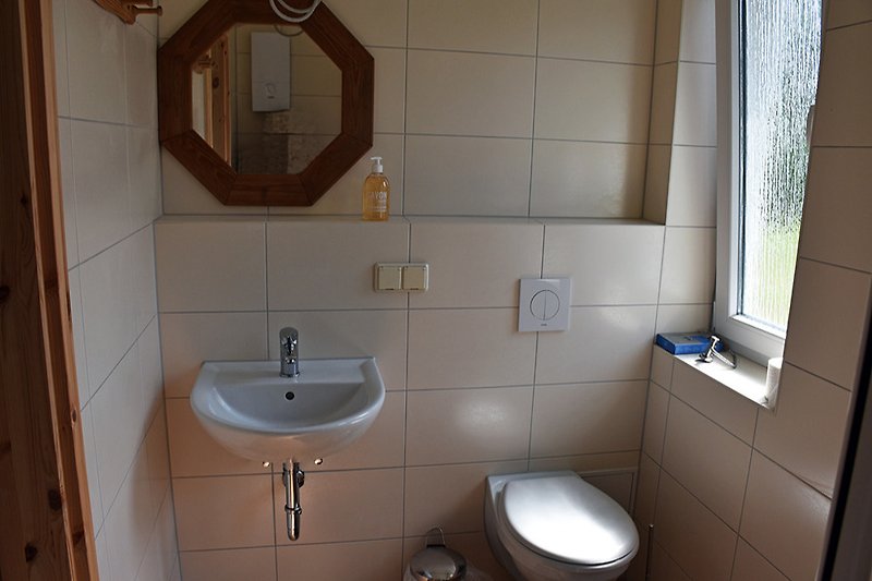Badkamer met douche en toilet
