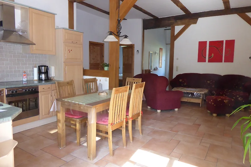 offene Küche mit Wohnzimmer